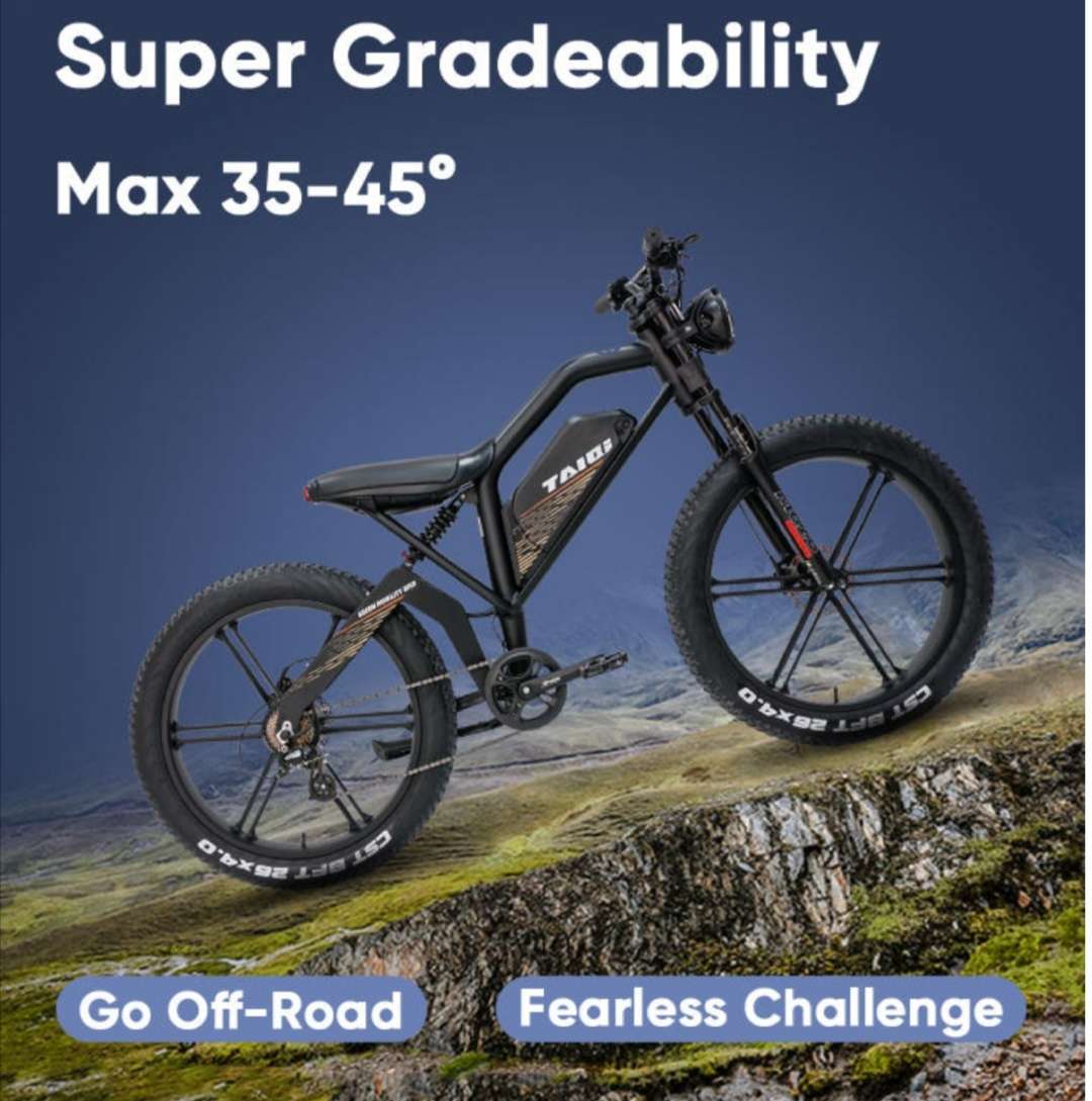 TAIQI XT600 Scrambler Motorbike Style E-bike - 500w (Red)