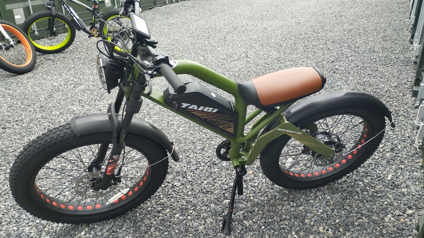 TAIQI XT600 Scrambler Motorbike Style E-bike - 500w (Green)