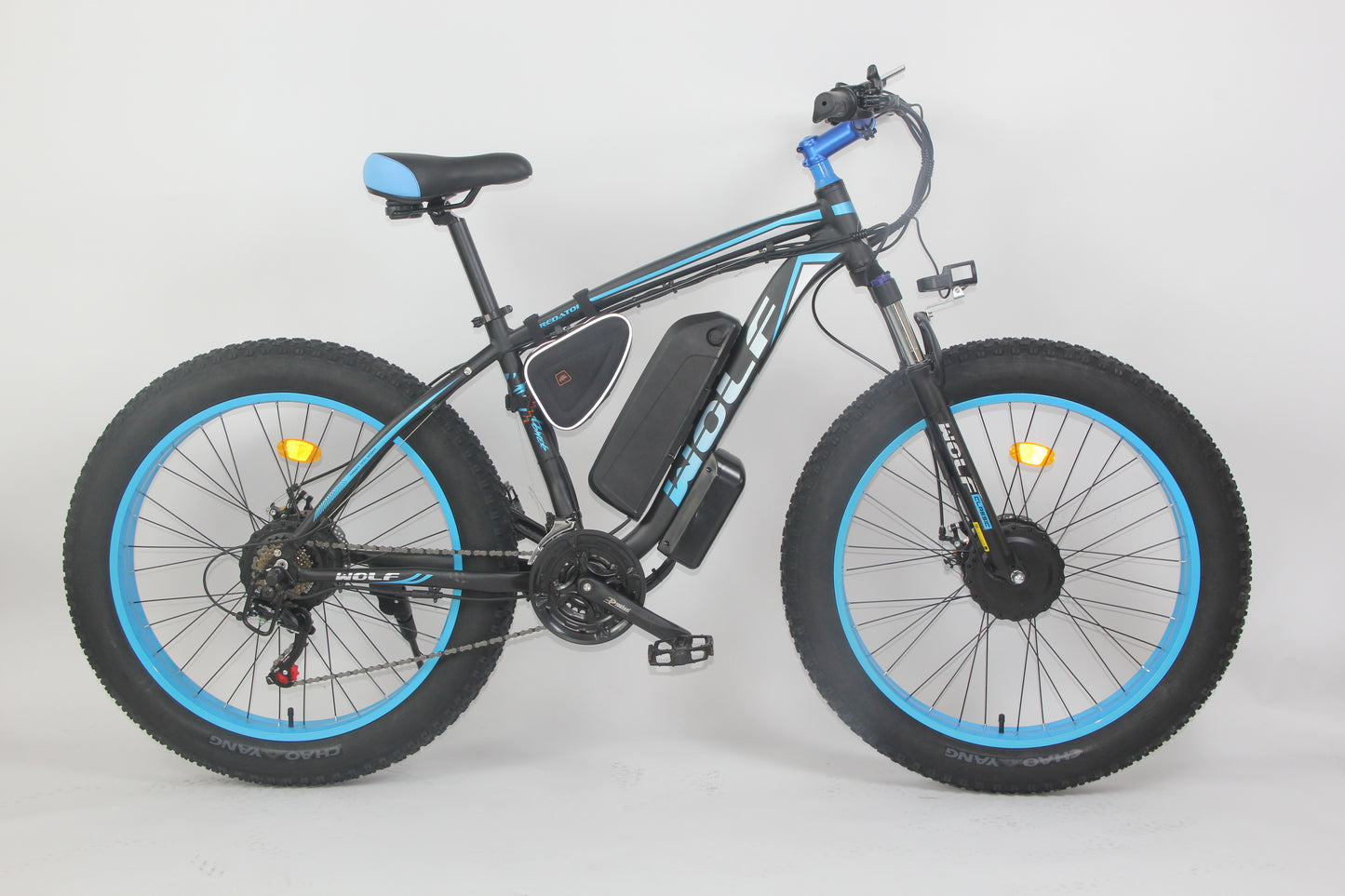 SOLD OUT!!! Wolf Predator Fat Tyre Dual Motor E-Mountain Bike - 2000w,20Ah Samsung battery,(Blue/Black)