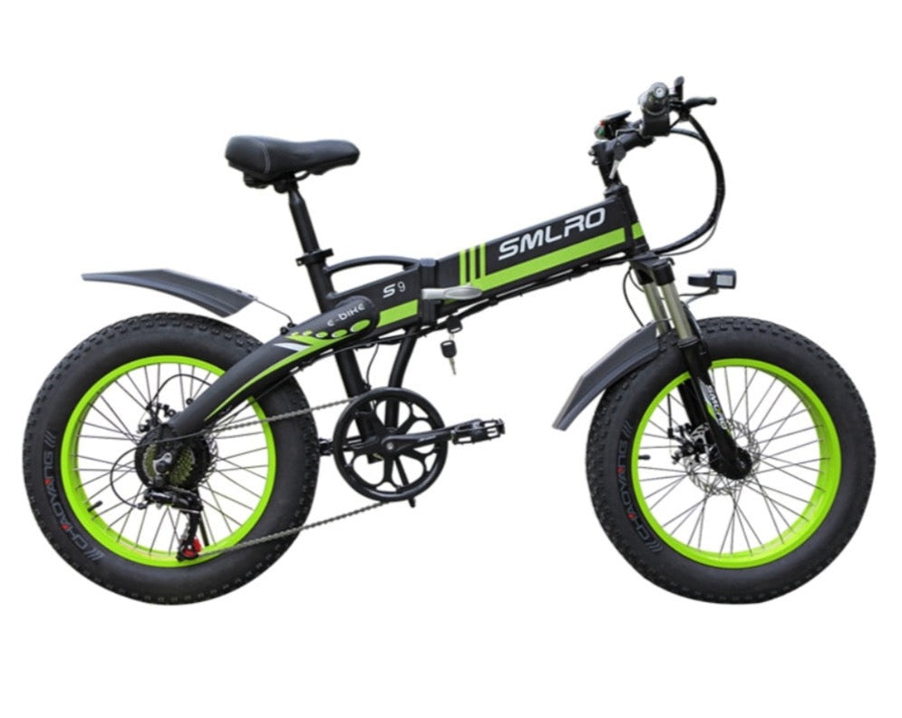 SMLRO S9F Folding Off-Road E-bike - 1000w (Green/Black)