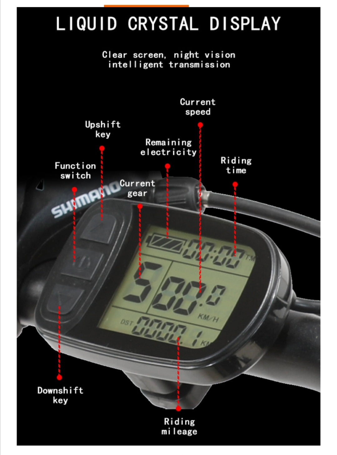 TAOCI Python Sport E-Mountain Bike- 1000w (Black/Red)