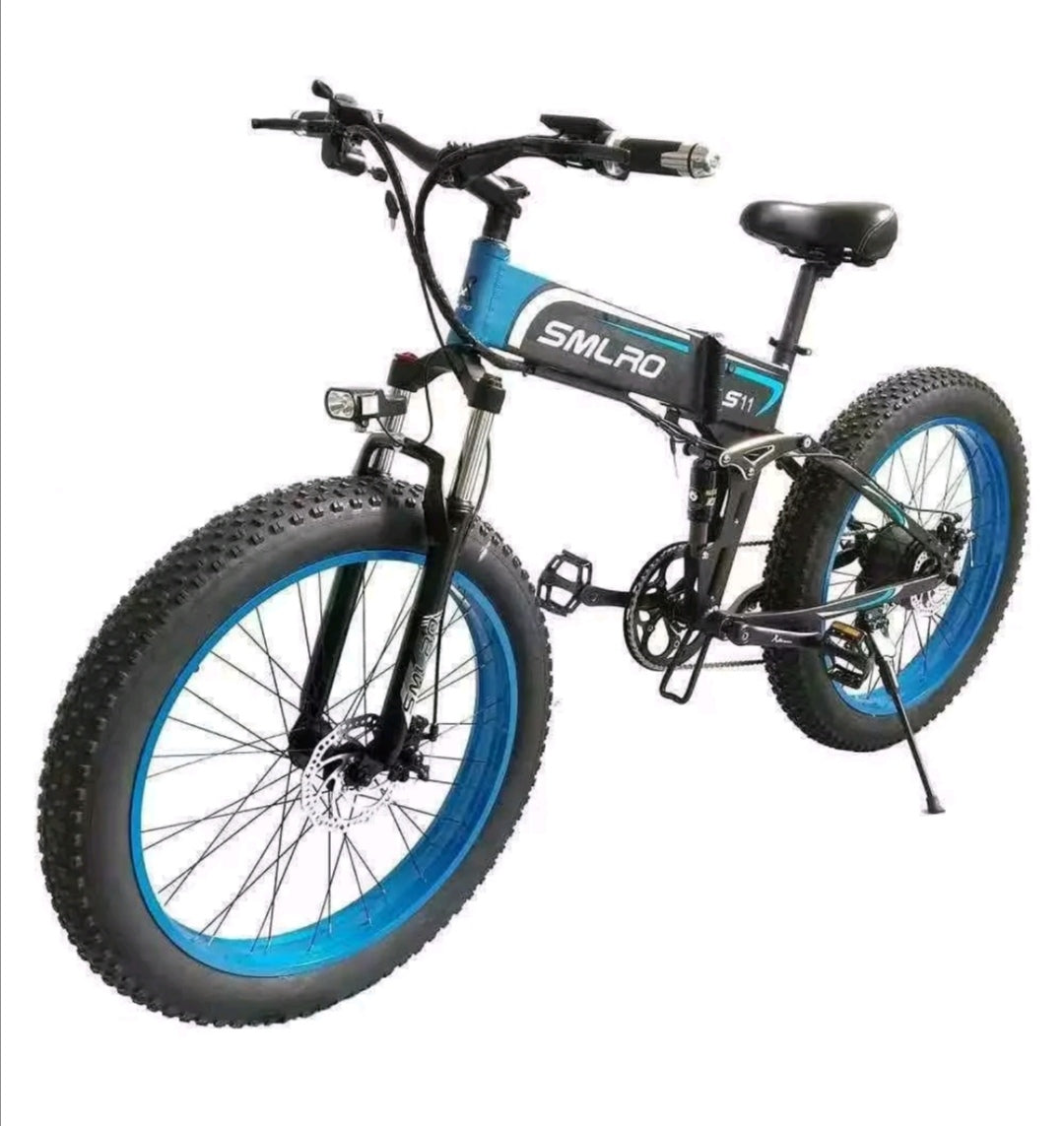 SMLRO S11F Folding fat tyre E-bike -1000w (Blue & Black)