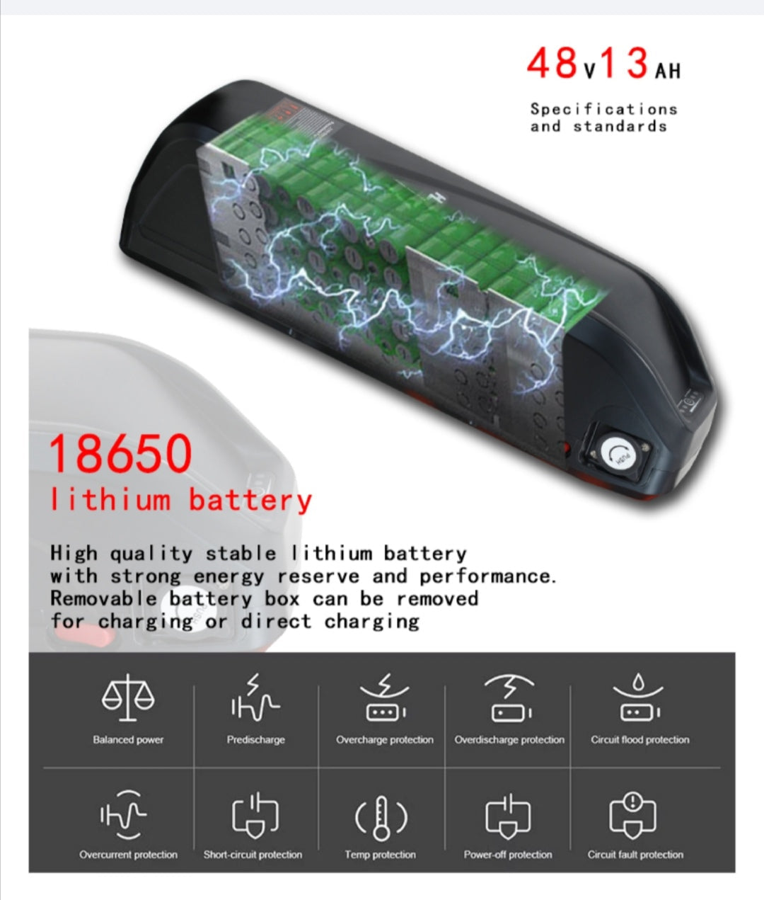 TAOCI Python Sport E-Mountain Bike- 1000w (Black/Red)