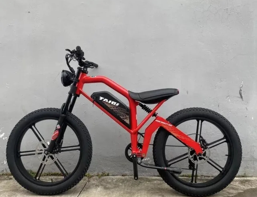 TAIQI XT600 Scrambler Motorbike Style E-bike - 500w (Red)