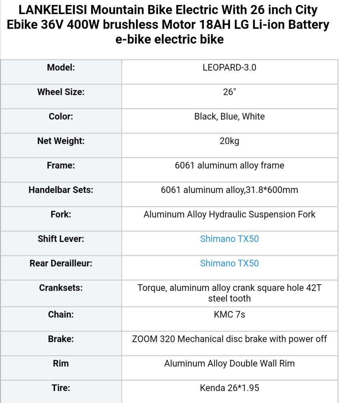 Lankeleisi Leopard electric bike
