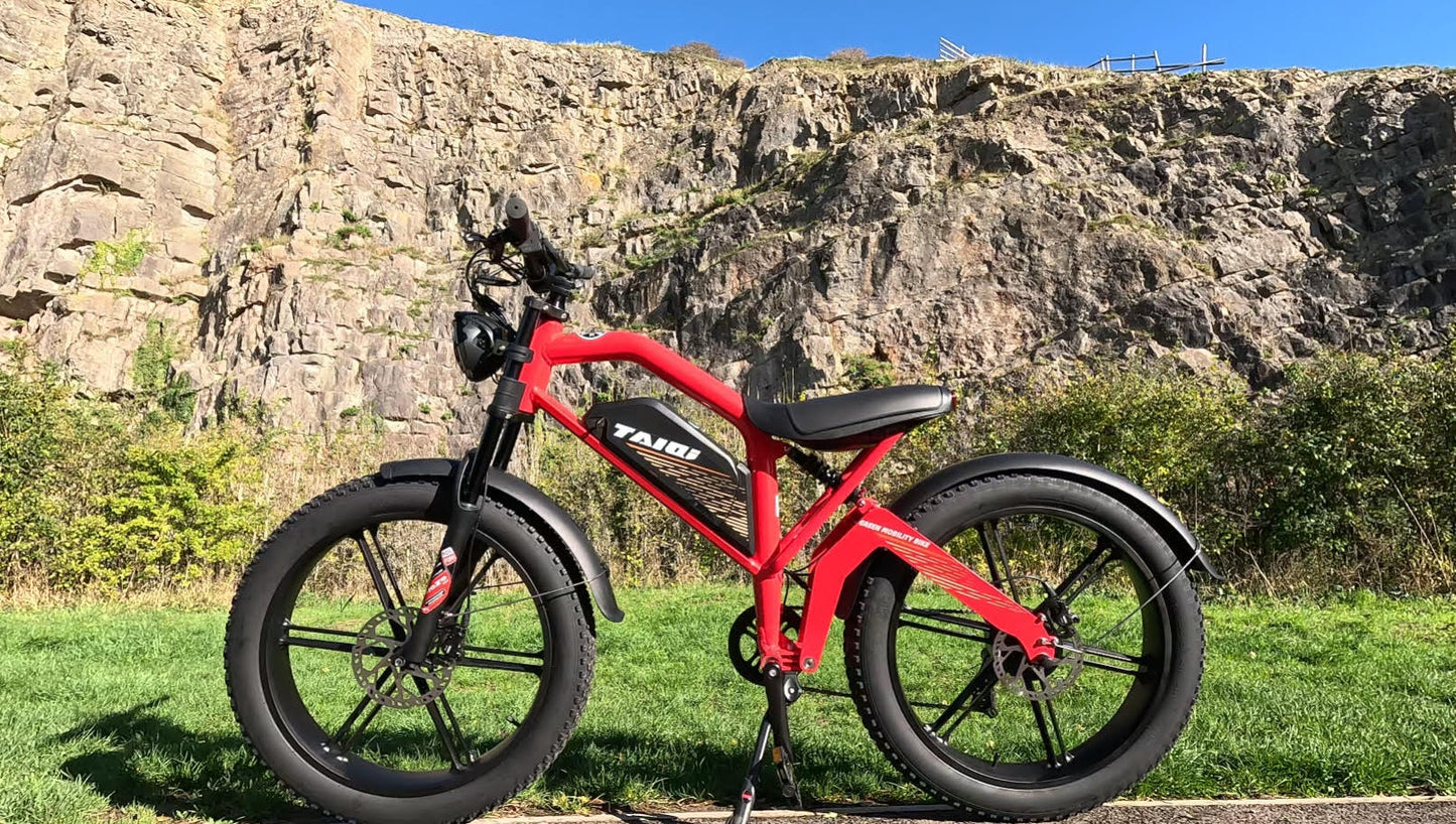 TAIQI XT600 Scrambler Motorbike Style E-bike - 500w (Red)