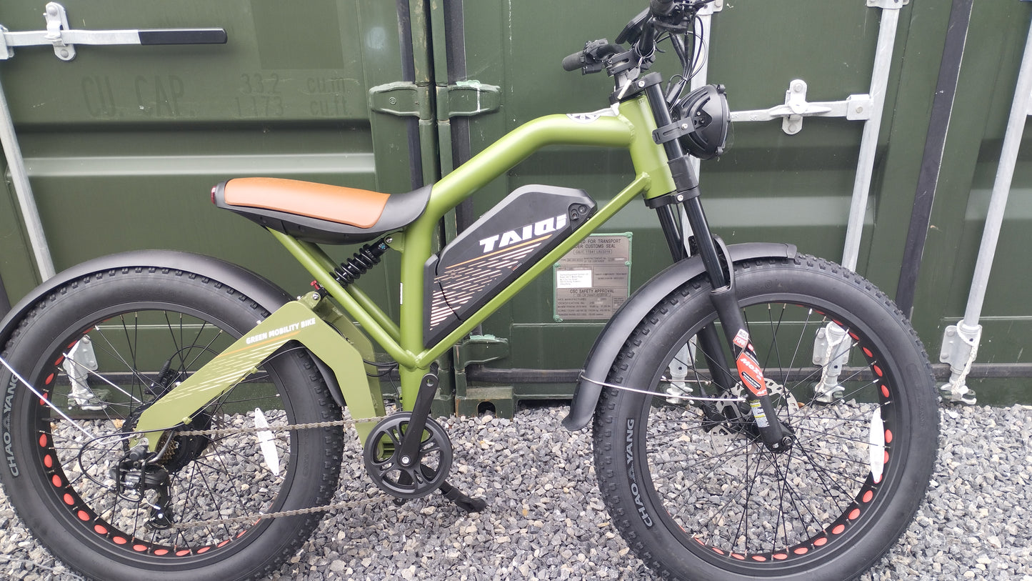 TAIQI XT600 Scrambler Motorbike Style E-bike - 500w (Green)