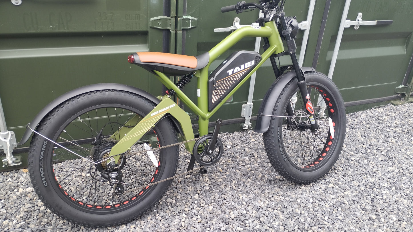 TAIQI XT600 Scrambler Motorbike Style E-bike - 500w (Green)