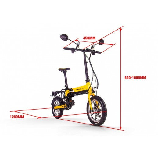 Wolf Ebikes - Rich Bit RT-619 Folding City E-bike - 250w (Yellow