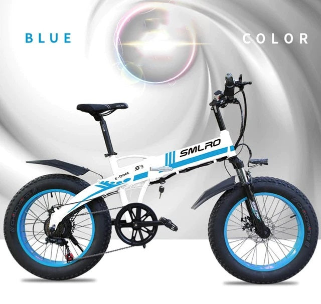 SMLRO S9F Folding Off-Road E-bike - 500w (White/Blue)