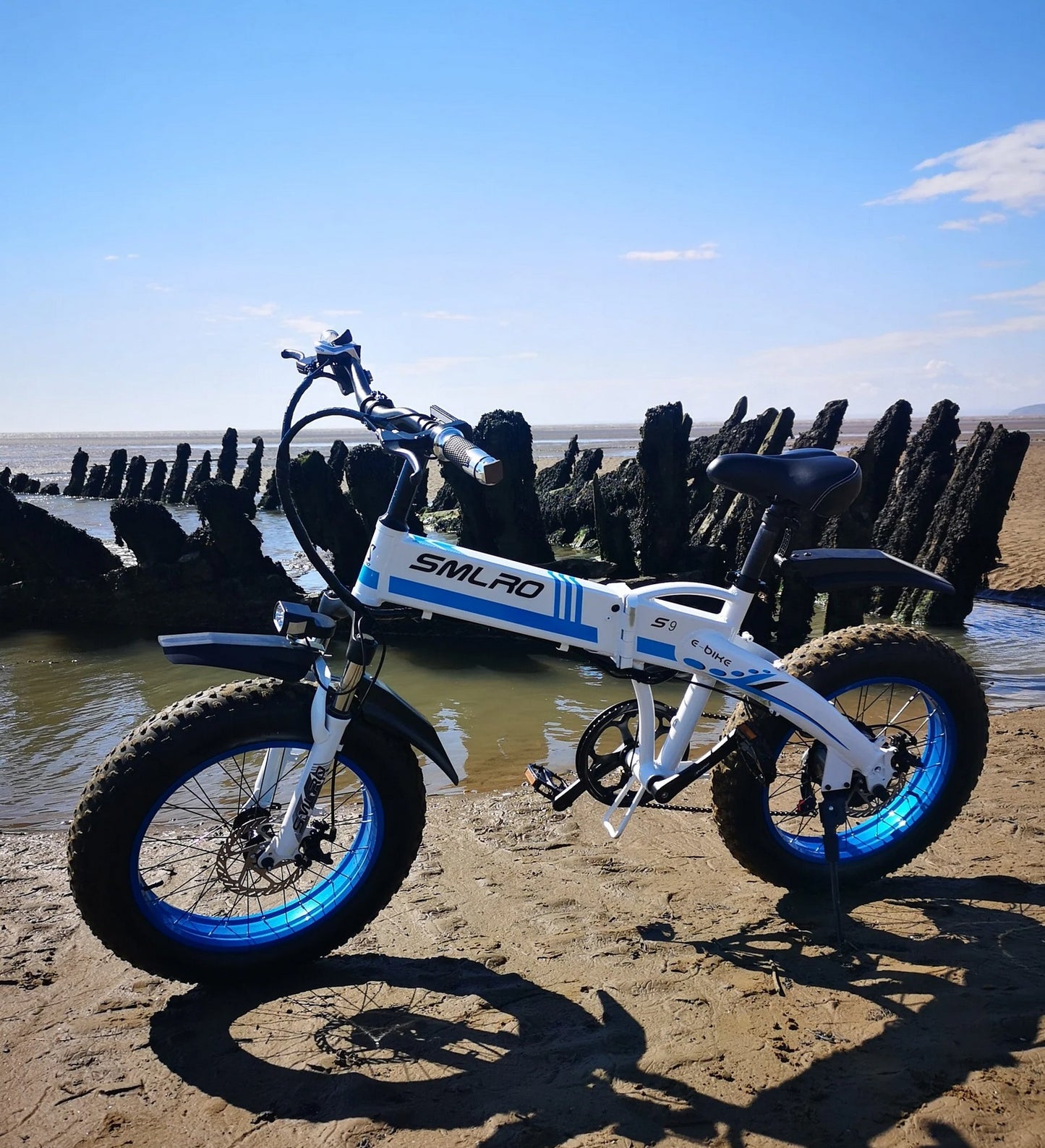 SMLRO S9F Folding Off-Road E-bike - 500w (White/Blue)