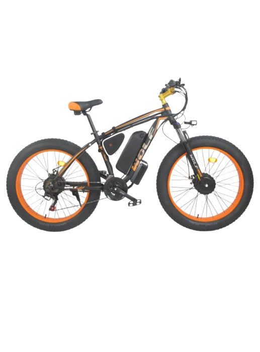Wolf Predator Dual Motor E-Mountain Bike - X2 1000w (Orange/Black)