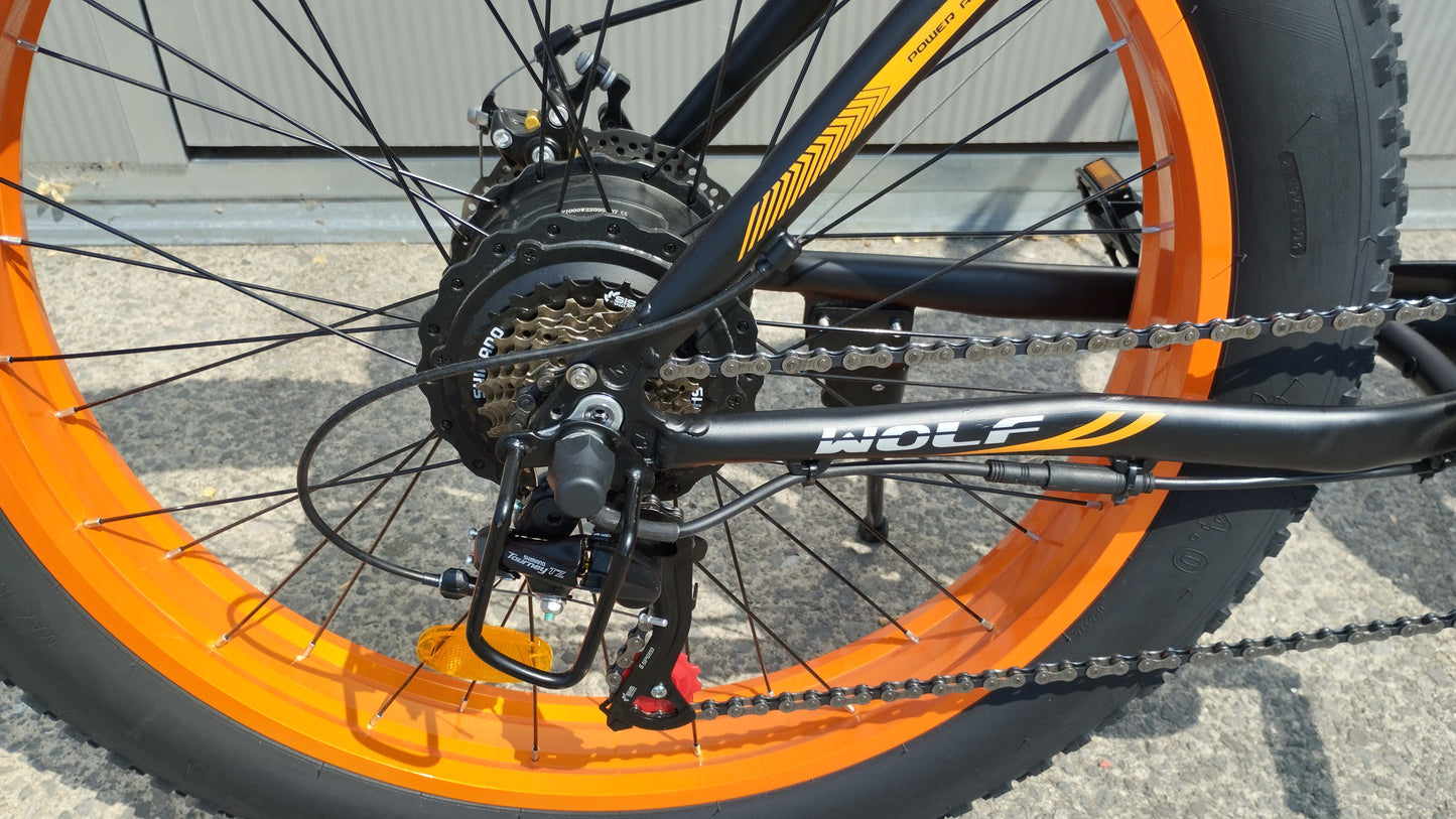 Wolf Predator Dual Motor E-Mountain Bike - X2 1000w (Orange/Black)