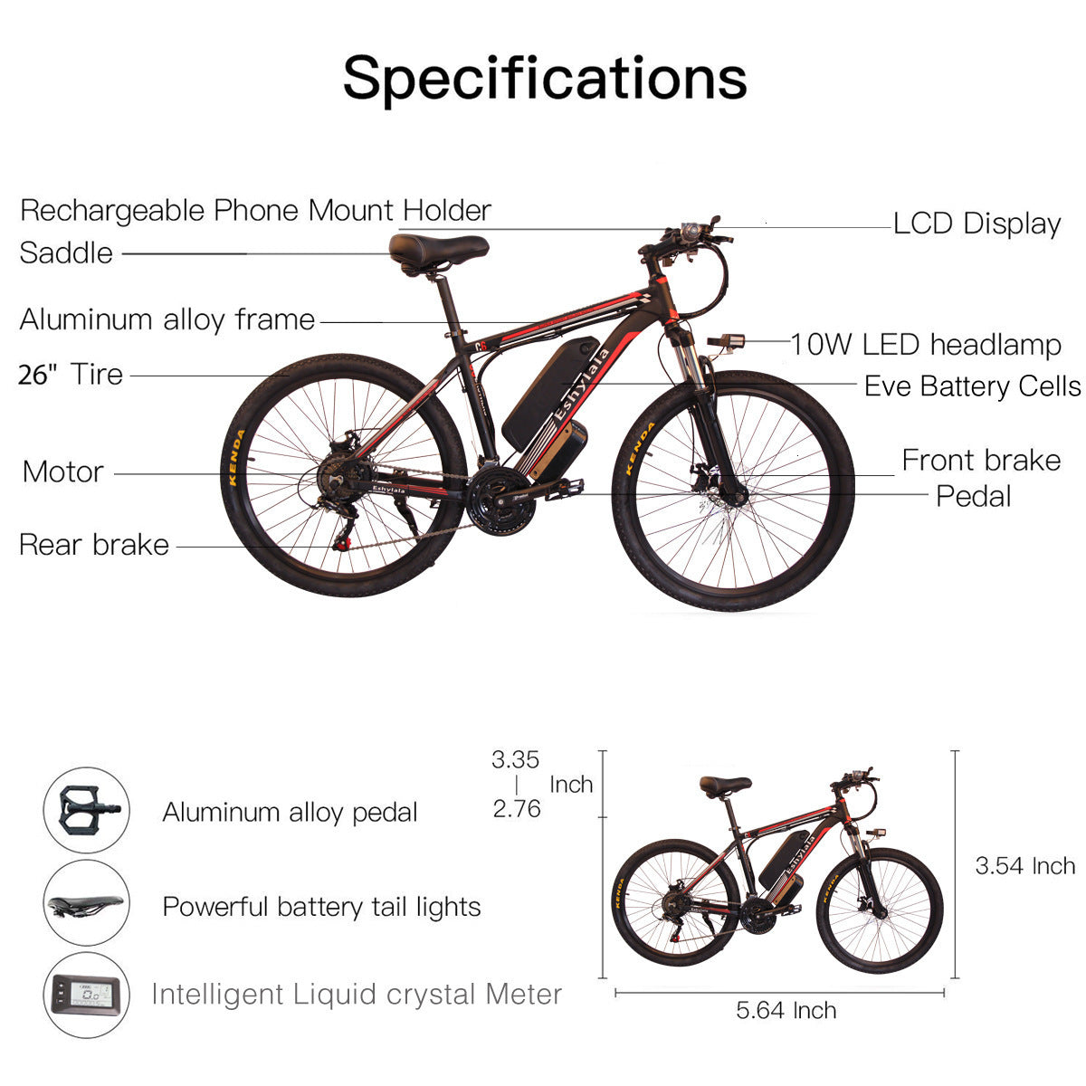 SMLRO C6 E-Mountain Bike - 1000w/13Ah